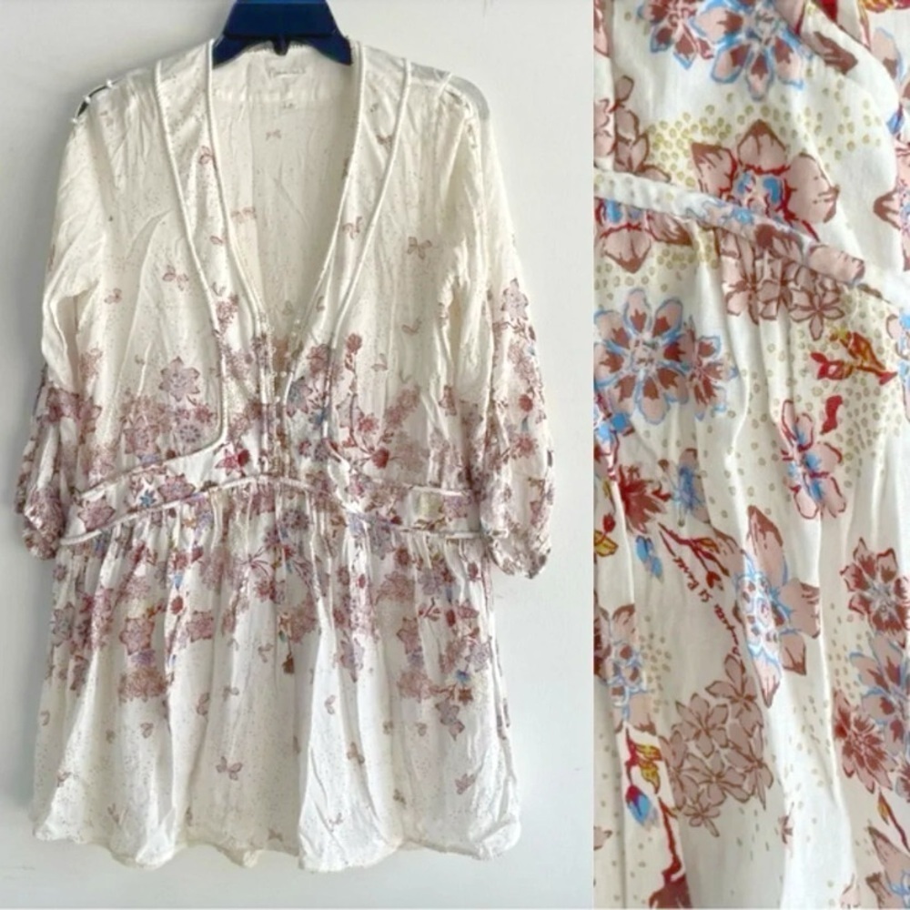 Poupette St Barth White Dress with Multicolor Floral Print 33341